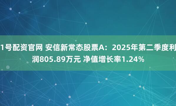 1号配资官网 安信新常态股票A：2025年第二季度利润805.89万元 净值增长率1.24%